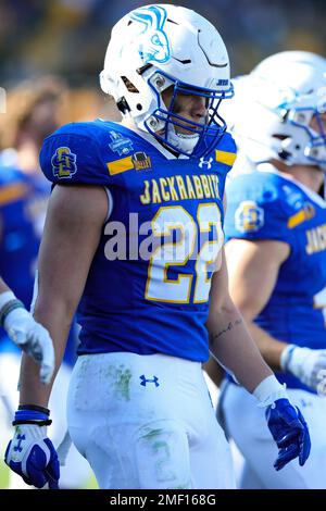 South Dakota State Jackrabbits im zweiten Quartal des NCAA Division I FCS National Championship Game at Toy (22) als Rückläufer von Isaiah Davis (2023) Stockfoto