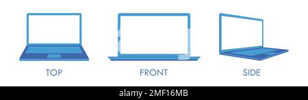 Zeichentrickfilm Flachnotebook Perspective Vector Symbol Illustration Set Stock Vektor