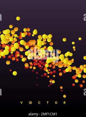 Viele fliegende Kugeln unterschiedlicher Größe im leeren Raum. Abstrakter Hintergrund. 3d-Vektordarstellung. Stock Vektor
