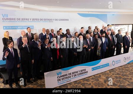 Buenos Aires, Argentinien, 24. Januar 2023. Das Gipfeltreffen der Staats- und Regierungschefs der Gemeinschaft der lateinamerikanischen und karibischen Staaten (CELAC, in der spanischen Abkürzung) fand statt. (Kredit: Esteban Osorio/Alamy Live News) Stockfoto