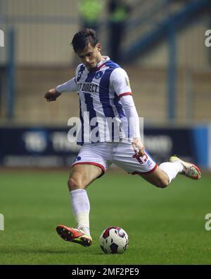 Carlisle, Großbritannien. 24. Januar 2023Hartlepool Edon Pruti von United während des Spiels Sky Bet League 2 zwischen Carlisle United und Hartlepool United in Brunton Park, Carlisle, am Dienstag, den 24. Januar 2023. (Kredit: Mark Fletcher | MI News) Kredit: MI News & Sport /Alamy Live News Stockfoto