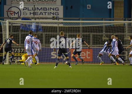 Carlisle, Großbritannien. 24. Januar 2023Carlisle, Großbritannien. 24. Januar 2023. Morgan Feeney von Carlisle United eröffnet am Dienstag, den 24. Januar 2023, das Spiel der Sky Bet League 2 zwischen Carlisle United und Hartlepool United in Brunton Park, Carlisle. (Kredit: Scott Llewellyn | MI News) Kredit: MI News & Sport /Alamy Live News Stockfoto