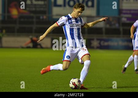 Carlisle, Großbritannien. 24. Januar 2023Carlisle, Großbritannien. 24. Januar 2023. Hartlepool United's Danial Dodds während des Spiels der Sky Bet League 2 zwischen Carlisle United und Hartlepool United in Brunton Park, Carlisle, am Dienstag, den 24. Januar 2023. (Kredit: Scott Llewellyn | MI News) Kredit: MI News & Sport /Alamy Live News Stockfoto