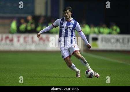 Carlisle, Großbritannien. 24. Januar 2023Hartlepool Edon Pruti von United während des Spiels Sky Bet League 2 zwischen Carlisle United und Hartlepool United in Brunton Park, Carlisle, am Dienstag, den 24. Januar 2023. (Kredit: Mark Fletcher | MI News) Kredit: MI News & Sport /Alamy Live News Stockfoto