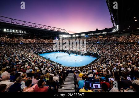 Melbourne, Victoria, Australien. 23. Januar 2023. MELBOURNE, AUSTRALIEN - 23. JANUAR: 8. Tag der 2023 Australian Open im Melbourne Park am 23. Januar 2023 in Melbourne, Australien. (Kreditbild: © Chris Putnam/ZUMA Press Wire) NUR REDAKTIONELLE VERWENDUNG! Nicht für den kommerziellen GEBRAUCH! Stockfoto