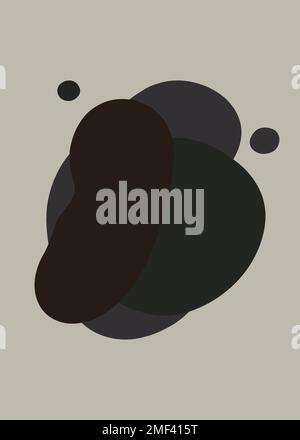Abstrakte Elemente. Dunkelgrüne, graue und braune Elemente in verschiedenen Formen. Abstrakter, moderner Druck. Logo. Wandschmuck. Poster. Visitenkarte. Stockfoto