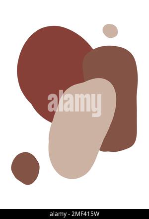 Fließende abstrakte Formen in trendy minimalistischem Design und pastellbrauner Farbe. Geometrische Elemente für Hintergrund, Cover-Vorlagen, Muster, Logos. Stockfoto