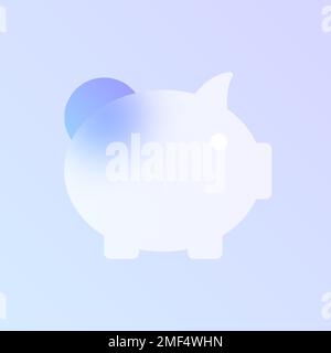 Piggy Bank Glas Morphismus trendige Style-Ikone Stock Vektor