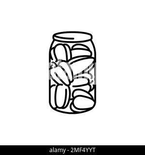 Eingelegter Paprika in einem Glas, Symbol für die Farblinie. Hausgemachte Konserven. Stock Vektor