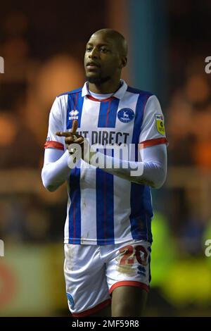 Carlisle, Großbritannien. 24. Januar 2023Carlisle, Großbritannien. 24. Januar 2023. Mohamad Sylla von Hartlepool United während des Spiels der Sky Bet League 2 zwischen Carlisle United und Hartlepool United in Brunton Park, Carlisle, am Dienstag, den 24. Januar 2023. (Kredit: Scott Llewellyn | MI News) Kredit: MI News & Sport /Alamy Live News Stockfoto