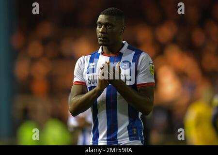 Carlisle, Großbritannien. 24. Januar 2023Carlisle, Großbritannien. 24. Januar 2023. Josh Umerah von Hartlepool United während des Spiels der Sky Bet League 2 zwischen Carlisle United und Hartlepool United in Brunton Park, Carlisle, am Dienstag, den 24. Januar 2023. (Kredit: Scott Llewellyn | MI News) Kredit: MI News & Sport /Alamy Live News Stockfoto