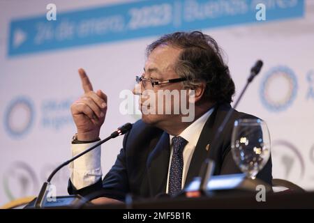 Buenos Aires, Argentinien, 24. Januar 2023. Gustavo Petro, 42. Präsident der Republik Kolumbien in der Gemeinschaft der lateinamerikanischen und karibischen Staaten (CELAC, in der spanischen Abkürzung). (Kredit: Esteban Osorio/Alamy Live News) Stockfoto