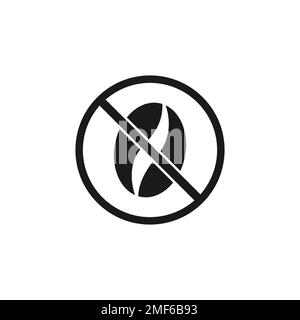 Koffeinfrei Siegel oder Stempel. Kein Kaffee. Linie Bohnen in gekreuzten Kreis Symbol. Flache Vektorgrafik isoliert auf weißem Hintergrund. Öko, gesund, organi Stock Vektor