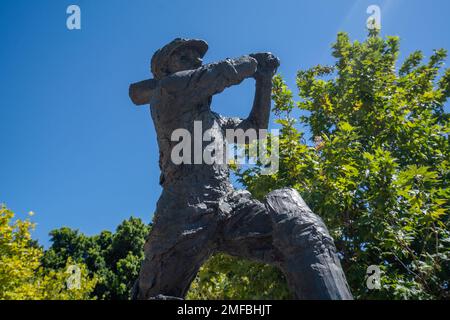 Sir Donald Bradman Statue am Adelaide Oval Stockfoto