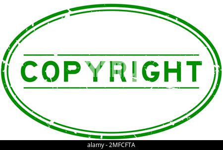Grunge grün Copyright Wort oval Gummi Siegel Stempel auf weißem Hintergrund Stock Vektor
