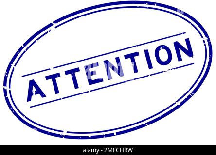 Grunge blau Aufmerksamkeit Wort oval Gummi Siegel Stempel auf weiß Hintergrund Stock Vektor