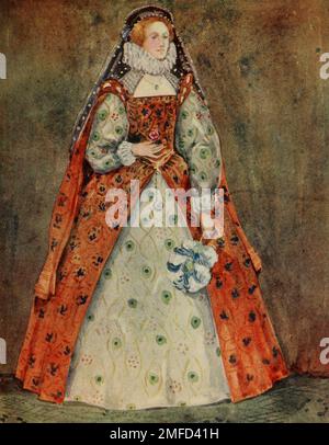 A Woman of the Time of Queen Elizabeth (1558 - 1603) aus dem Buch " English Costume " von Dion Clayton Calthrop, 1878-1937 Publication date 1907 Publisher London, A. & C. Black Stockfoto