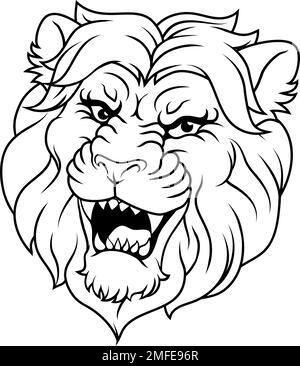 Lion Angry Lions Team Sport Maskottchen Roaring Stock Vektor