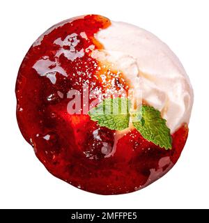 Süße Kirschmarmelade mit Sahne Stockfoto