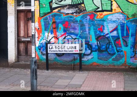 La Rose Lane, Tottenham, London, Großbritannien. 25. Januar 2023 La Rose Lane, früher Black Boy Lane in Tottenham, umbenannt vom Haringey council. Kredit: Matthew Chattle/Alamy Live News Stockfoto