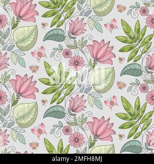 Nahtloses Muster mit Blumenmuster. Vektor Stock Vektor