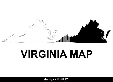 Virginia-Kartenform, vereinigte Staaten von amerika. Vektordarstellung für Symbole mit flachem Konzept. Stock Vektor