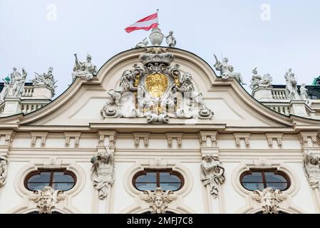 Fassade des Oberen Palastes Belvedere in Wien Stockfoto