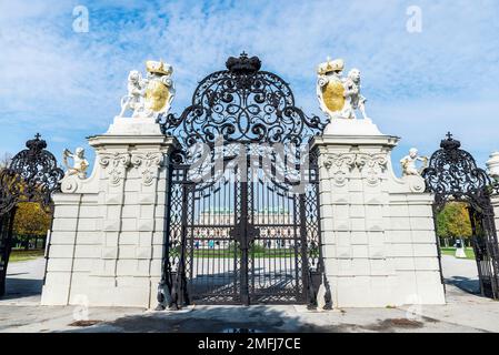 Tor des Oberen Palastes Belvedere in Wien, Osterreich Stockfoto