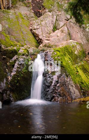 Dieses Bild zeigt Morgan Falls im Nordwesten von Wisconsin. Dies ist Teil des Nicolet National Forest und ein sehr beliebtes Reiseziel. Stockfoto