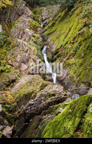 Dieses Bild zeigt Morgan Falls im Nordwesten von Wisconsin. Dies ist Teil des Nicolet National Forest und ein sehr beliebtes Reiseziel. Stockfoto