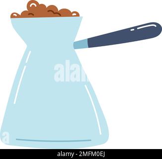 Symbol für handgezeichneten Kaffee. Flache Vektordarstellung der Kanne für türkischen Kaffee, Designelement. Stock Vektor