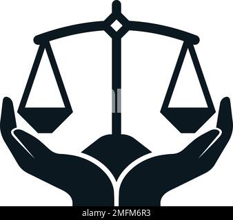 Waagen der Justiz Waagen, Logo-Symbol für Messungen. Logo des Anwaltsdienstes. Stock Vektor