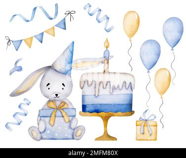 Happy Birthday cake Aquarell Illustration Stockfoto