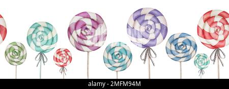 Festliche Lollipop Watercolor Kollektion zum Feiern Stockfoto