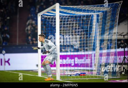 Gelsenkirchen, Deutschland. 24. Januar 2023. Alexander Schwolow (S04) FC Schalke 04 – RB Leipzig Bundesliga 24.01.2023 Copyright (nur für journalistische Stockfoto