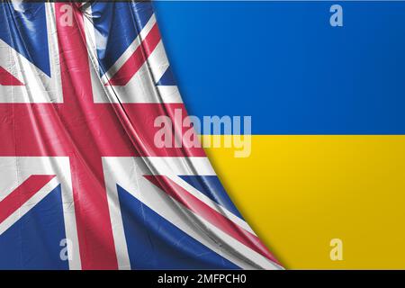 die brittische ukraine BritischUkrainische Hilfe unterstützt Menschen, die unter dem Krieg und der humanitären Krise in der Ukraine leiden, indem sie die Anstrengungen des Vereinigten Königreichs und der Ukraine bündelt. Stockfoto