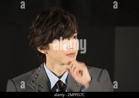 Shunsuke Michieda (Naniwa Danshi), 25. Januar 2023 : Ein japanischer Schauspieler und Sänger Shunsuke Michieda nimmt an einer Pressekonferenz in Seoul, Südkorea Teil, um den koreanischen Fans zu danken und den Film "selbst wenn diese Liebe heute Nacht aus der Welt verschwindet" zu bewerben, in dem er die Hauptrolle spielt. Kredit: Lee Jae-Won/AFLO/Alamy Live News Stockfoto