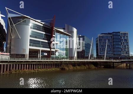 Stadion-Plaza-Gebäude neben Millennium Stadium, Cardiff, Südwales, UK. Stockfoto