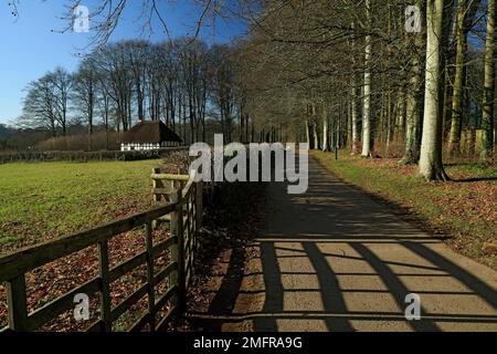 Abernodwydd Farmhouse, St Fagans National Museum of History/Amgueddfa Werin Cymru, Cardiff, South Wales, Großbritannien. Stockfoto