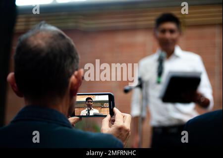 Der kolumbianische Radfahrer Nairo Quintana veranstaltet am 25. Januar 2022 eine Pressekonferenz in Bogota, Kolumbien. Foto von: Chepa Beltran/Long Visual Press Stockfoto