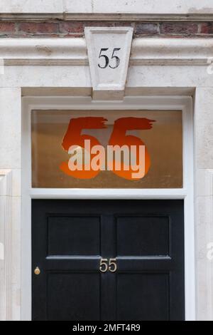 Außenansicht des georgianischen Stadthauses, 55 Tufton Street, mit Denkfabriken und libertarischen Lobbygruppen in Westminster, London, UK Photo By Stockfoto