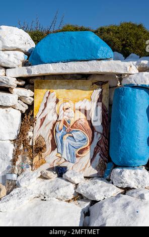 Griechische Kirche, Nisida Koufonision, Koufonisia-Archipel innerhalb der kleinen Kykladen, Griechenland Stockfoto