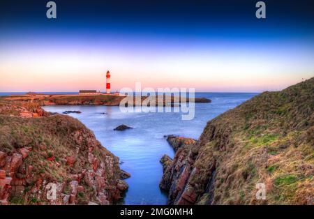 Boddamer Leuchtturm in der Nähe von peterhead aberdeenshire scotland. Stockfoto