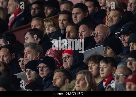 Nottingham, Großbritannien. 25. Januar 2023. Gareth Southgate Manager der englischen Nationalmannschaft sieht sich das Carabao Cup Semi-Finals-Spiel Nottingham Forest gegen Manchester United am City Ground, Nottingham, Großbritannien, 25. Januar 2023 (Foto von Ritchie Sumpter/News Images) in Nottingham, Großbritannien, am 1./25. Januar 2023 an. (Foto: Ritchie Sumpter/News Images/Sipa USA) Guthaben: SIPA USA/Alamy Live News Stockfoto