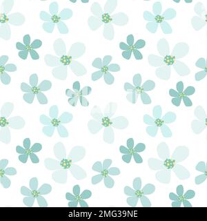 Vintage-Blumenhintergrund. Blumenmuster mit kleinen blauen Blumen. Nahtloses Muster für Design und modische Drucke. Stock Vektor