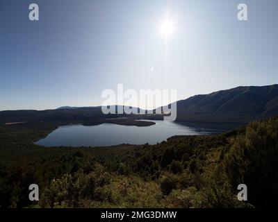 Bergpanorama Panoramablick auf den Lake Rotoiti vom Mount Robert Trail im Saint Arnaud Nelson Lakes National Park Tasman South Island New Zea Stockfoto