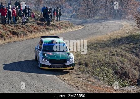 WRC2 MONTE CARLO 2023 Bulacia Marco - Coronado Jiménez Axel ES10/13 , Puimichel, FRANKREICH, 21/01/2023 Florent 'MrCrash' B. Stockfoto