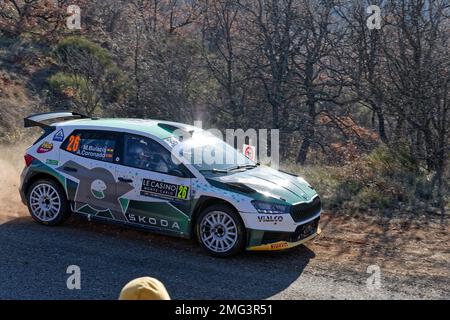 WRC2 MONTE CARLO 2023 Bulacia Marco - Coronado Jiménez Axel ES10/13 , Puimichel, FRANKREICH, 21/01/2023 Florent 'MrCrash' B. Stockfoto