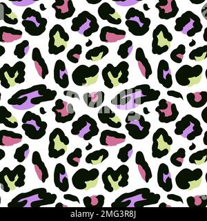 Nahtloses Leopardenmuster. Vektormuster mit Tiermotiv. Mehrfarbige Flecken auf weißem Hintergrund Stock Vektor