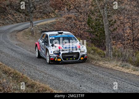 WRC2 MONTE CARLO 2023 Johnston Sean - Kihurani Alexander ES10/13 , Puimichel, FRANKREICH, 21/01/2023 Florent 'MrCrash' B.. Stockfoto